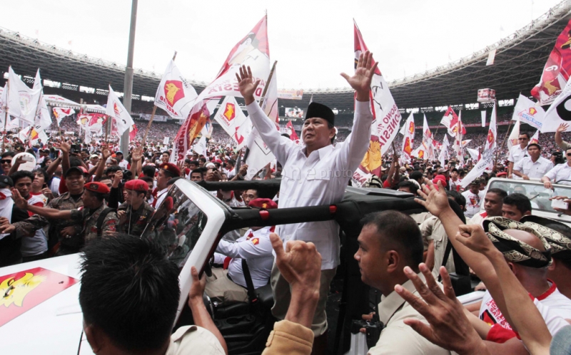 Image result for Prabowo Subianto saat kampanye Partai Gerindra di Stadion GBK