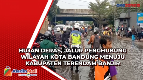 Hujan Deras Jalur Penghubung Wilayah Kota Bandung Menuju Kabupaten