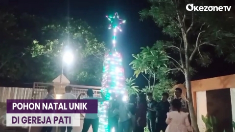 Unik Gereja Di Pati Bangun Pohon Natal Raksasa Dari Bambu Bekas