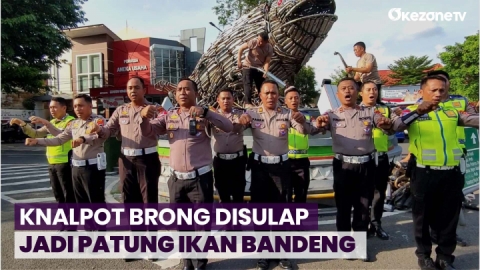 Unik Ribuan Knalpot Brong Hasil Razia Disulap Jadi Patung Ikan Bandeng