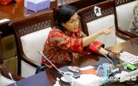 Ekspresi Menkeu Sri Mulyani saat Rapat Bareng Komisi XI DPR Bahas Pemulihan Ekonomi Nasional