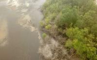 Foto Udara Abrasi Pantai Sungai Sayang yang Berbatasan Langsung dengan Laut Natuna