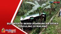 Bus Wisata Berisi Rombongan Siswa Terguling di Malang