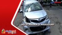 Tabrak Pembatas Jalan, Minibus Terbalik di Makassar
