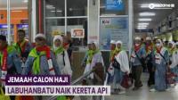 Pertama Kali di Indonesia! Jemaah Calon Haji Asal Labuhanbatu Naik Kereta Api Menuju Asrama Haji