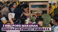 Ribuan Warga Berebut Makanan Gratis saat Perayaan HUT Kota Surabaya