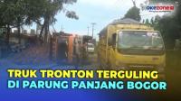 Kelebihan Muatan, Truk Tronton Terguling di Parung Panjang Bogor