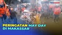 Peringatan May Day, Ratusan Buruh Bakar Papan Tuntutan di Jalanan Kota Makassar