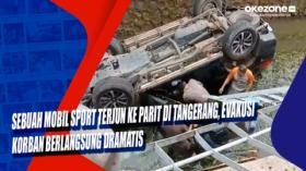 Sebuah Mobil Sport Terjun ke Parit di Tangerang, Evakusi Korban Berlangsung Dramatis
