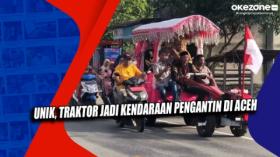 Unik, Traktor Jadi Kendaraan Pengantin di Aceh