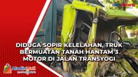 Diduga Sopir Kelelahan, Truk Bermuatan Tanah Hantam 3 Motor di Jalan Transyogi