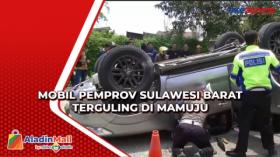Mobil Pemprov Sulawesi Barat Terguling di Mamuju