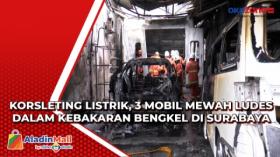 Korsleting Listrik, 3 Mobil Mewah Ludes dalam Kebakaran Bengkel di Surabaya