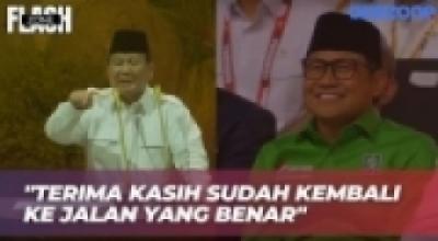 Riuh! Prabowo Goda Cak Imin: Terima Kasih Sudah Kembali ke Jalan yang Benar