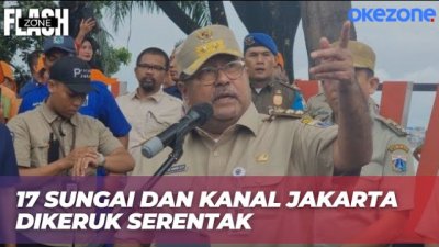 17 Sungai dan Kanal Dikeruk Serentak, Rano Karno Pimpin Apel Siaga Jakarta