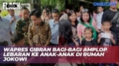 Momen Gibran Rakabuming Bagikan Amplop Lebaran ke Anak-Anak di Rumah Jokowi