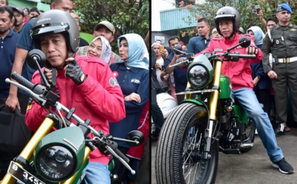 Blusukan Jokowi ke Pasar Anyar Tangerang, Jokowi Naik Motor Custom