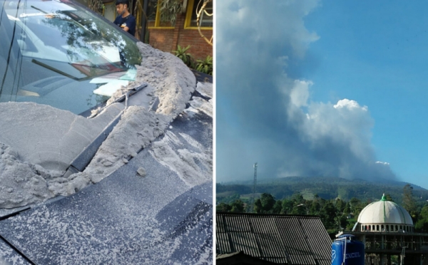 Potret Abu Erupsi Gunung Tangkuban Parahu Tutupi Sebuah Mobil