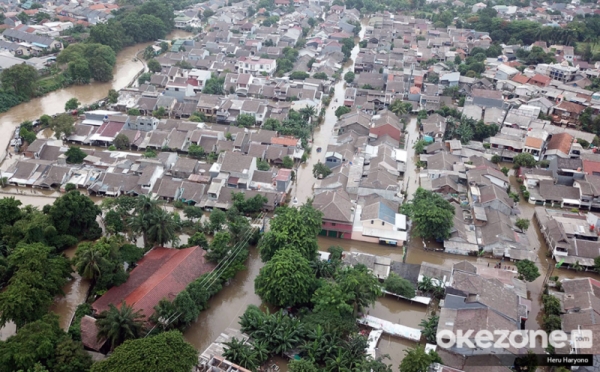 Foto Aerial Kawasan Terdampak Banjir di Ciledug Indah