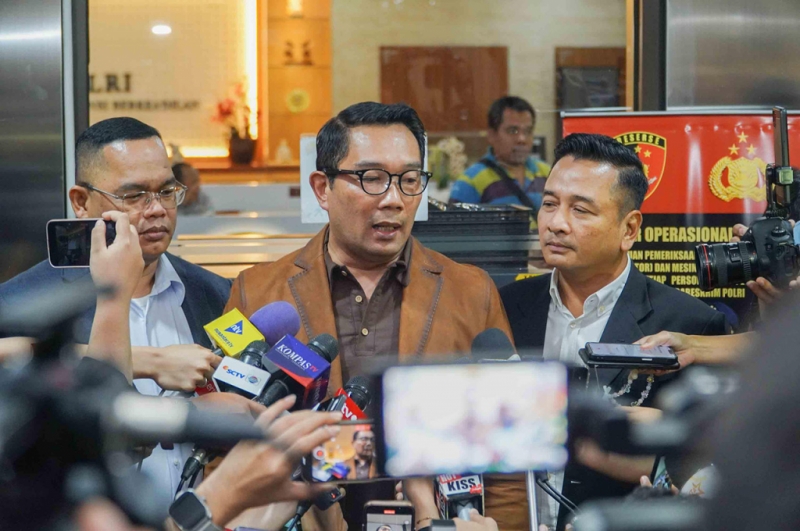 Wajah Ridwan Kamil usai Jalani Tes DNA di Bareskrim Polri