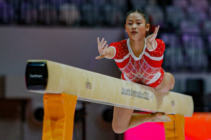 Aksi Pesenam Putri Indonesia di Kejuaraan Dunia Gimnastik 2025