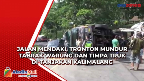 Jalan Mendaki, Tronton Mundur Tabrak Warung Dan Timpa Truk Di Tanjakan ...