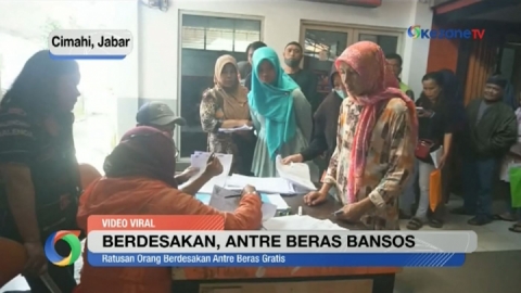 Ratusan Warga Cimahi Rela Berdesakan Antre Bansos, Satu KK Dapat 10 Kg Beras