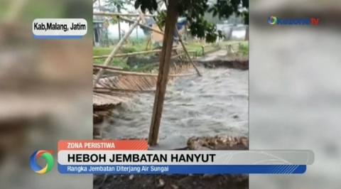 Hujan Deras, Proyek Jembatan di Desa Sukojayan Kabupaten Malang Hanyut Terseret Banjir