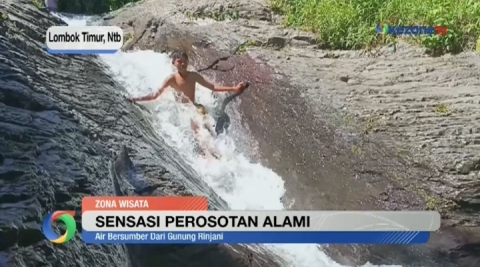 Serunya Perosotan Alami di Kaki Gunung Rinjani 